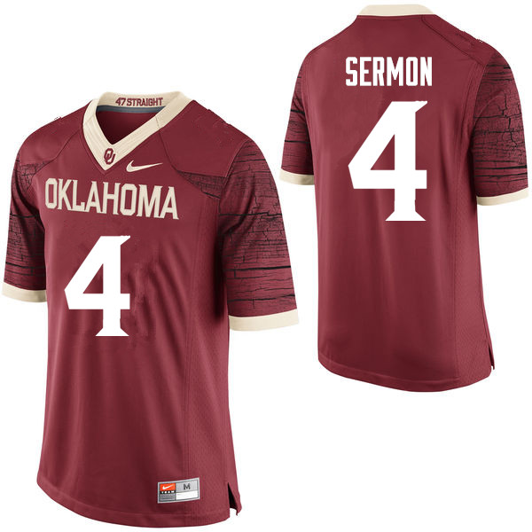 Men Oklahoma Sooners #4 Trey Sermon College Football Jerseys Limited-Crimson
